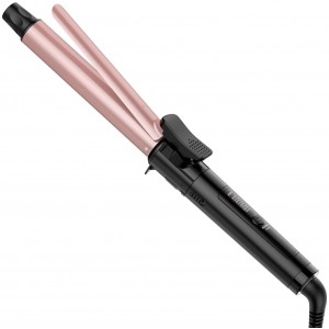 Mighty Rock Curling Iron with Ceramic Coating Barrel, 30s Fast Heating Hair Curler with 360 Degree Revolving Hairpin, 5 Adjustable Temperature Setting 1.1 Inch Hair Curling Wand for All Hair Types